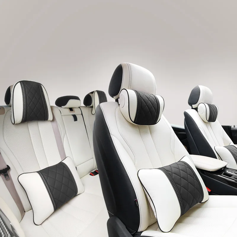 

Car Seat Gap Filler Headrest Lumbar Cushion Rear Neck Pillow Nappa Skin Leather Headrest Lumbar Applicable To All Models