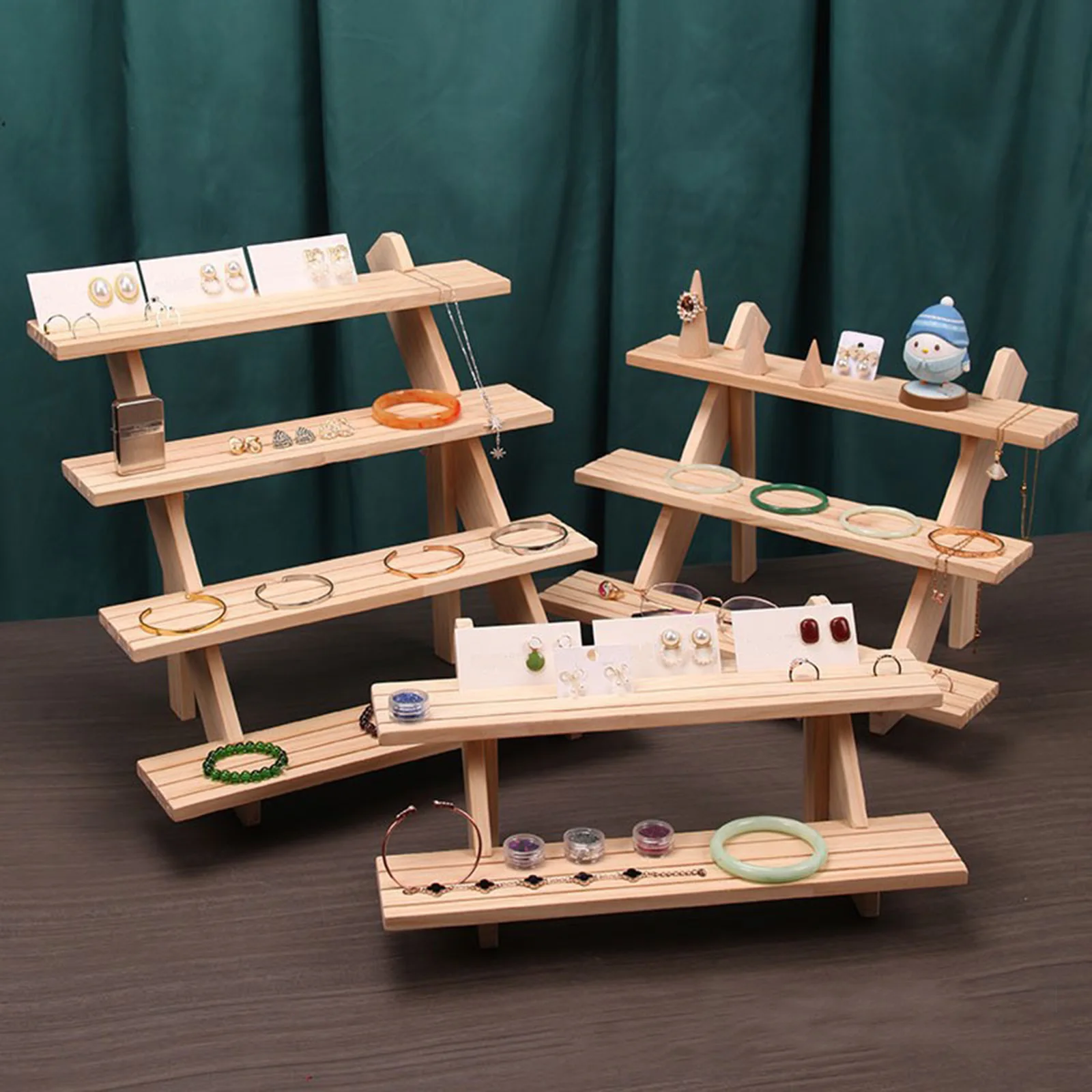 

Wooden Earring Necklace and Bracelet Display Stand Ear Stud Holder Rack Luxury Jewelry Storage Stand Display Holder Rack Tower