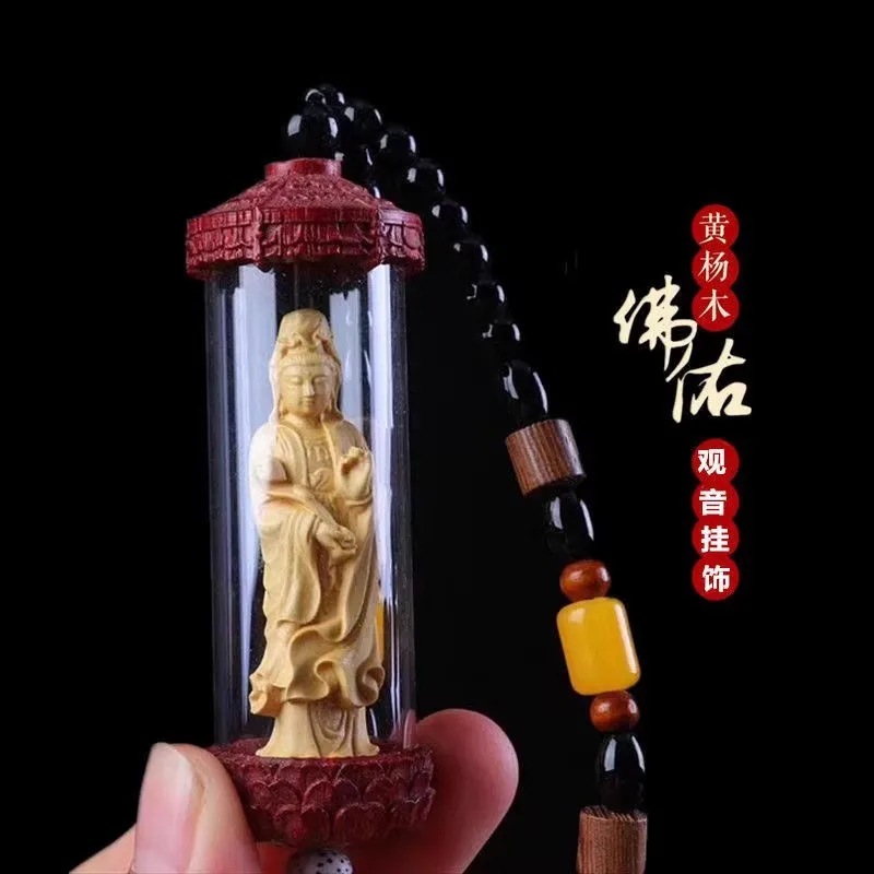 Статуя Будды деревянный Гуаньинь Бодхисаттва орнамент Ruyi автомобиль кулон