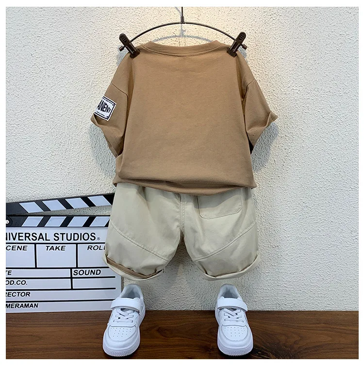 Летние корейские комплекты одежды для маленьких мальчиков Модная хлопковая