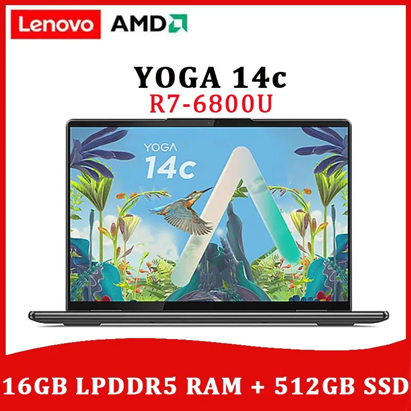Lenovo Laptop YOGA 14C AMD Ryzen R7-6800U 16GB 512GB SSD Windows 11 Computer 14.0” Touch Screen Thin and Light Notebook