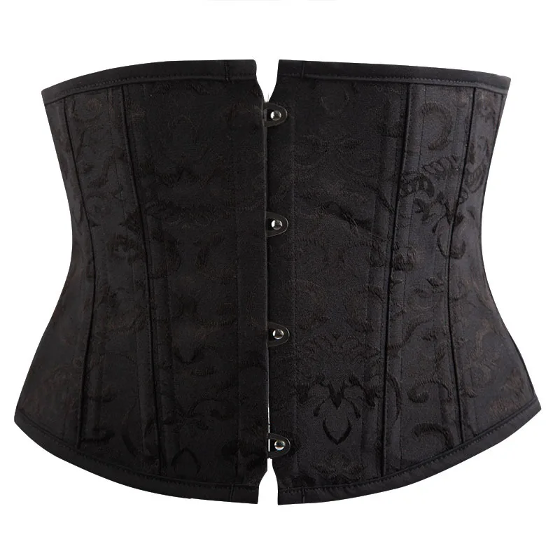 Embroidery Jacquard Double Steel Bones Short Underbust Corset With 4 Claps