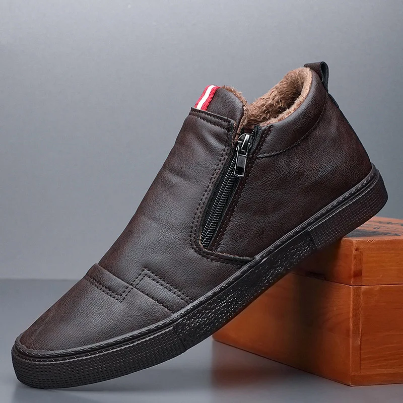 

Winter Warm Ankle Boots Men Casual Shoes Fashion Man Snow Boots Outdoor Footwear Men's Leather botas masculina S10510-S10516