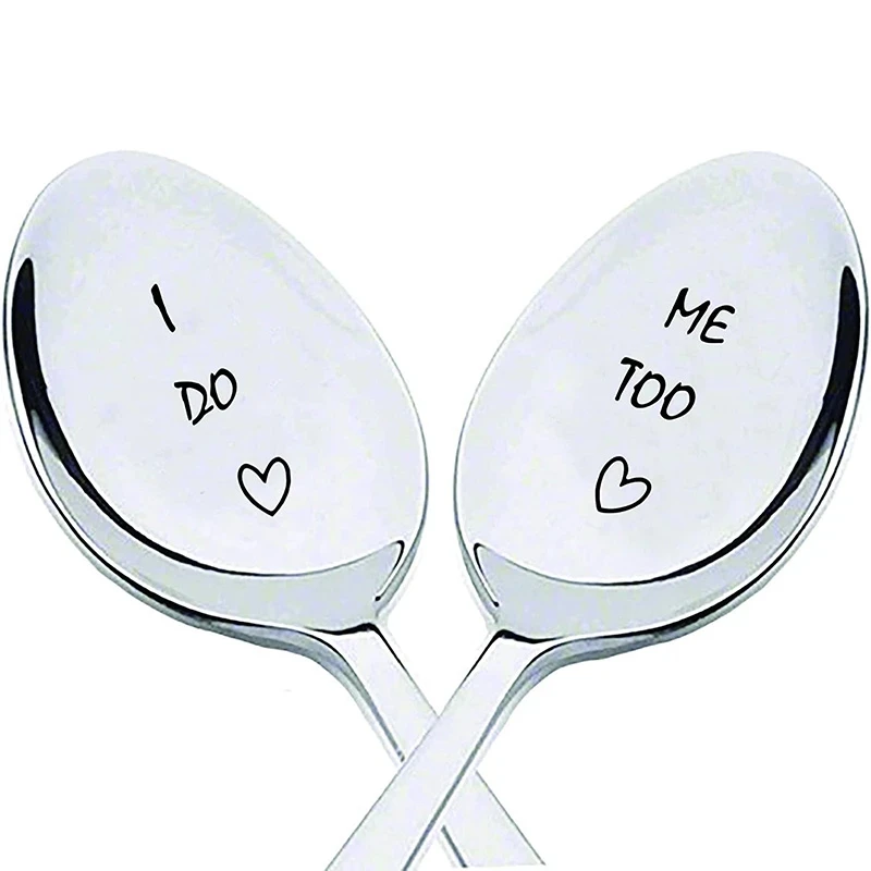 

I Do Me Too spoon Husband Wife Couples Bride Groom Wedding Announcement bridal Shower Engagement Anniversary Proposal gift