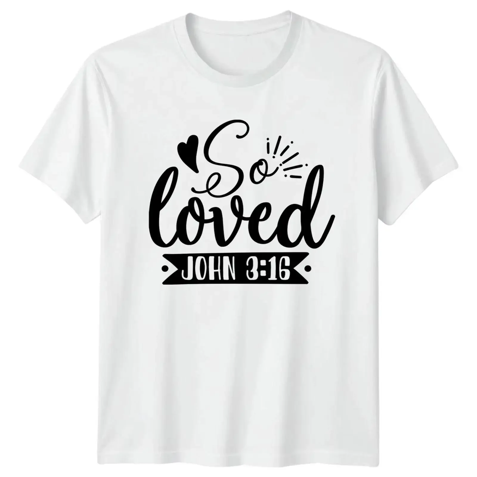Фото Футболка So Loved John 3 16 с библейским христианским мотивом, подарок для него и для нее, винтажная, с эффектом потертости, с легким графическим принтом, повседневная. №1