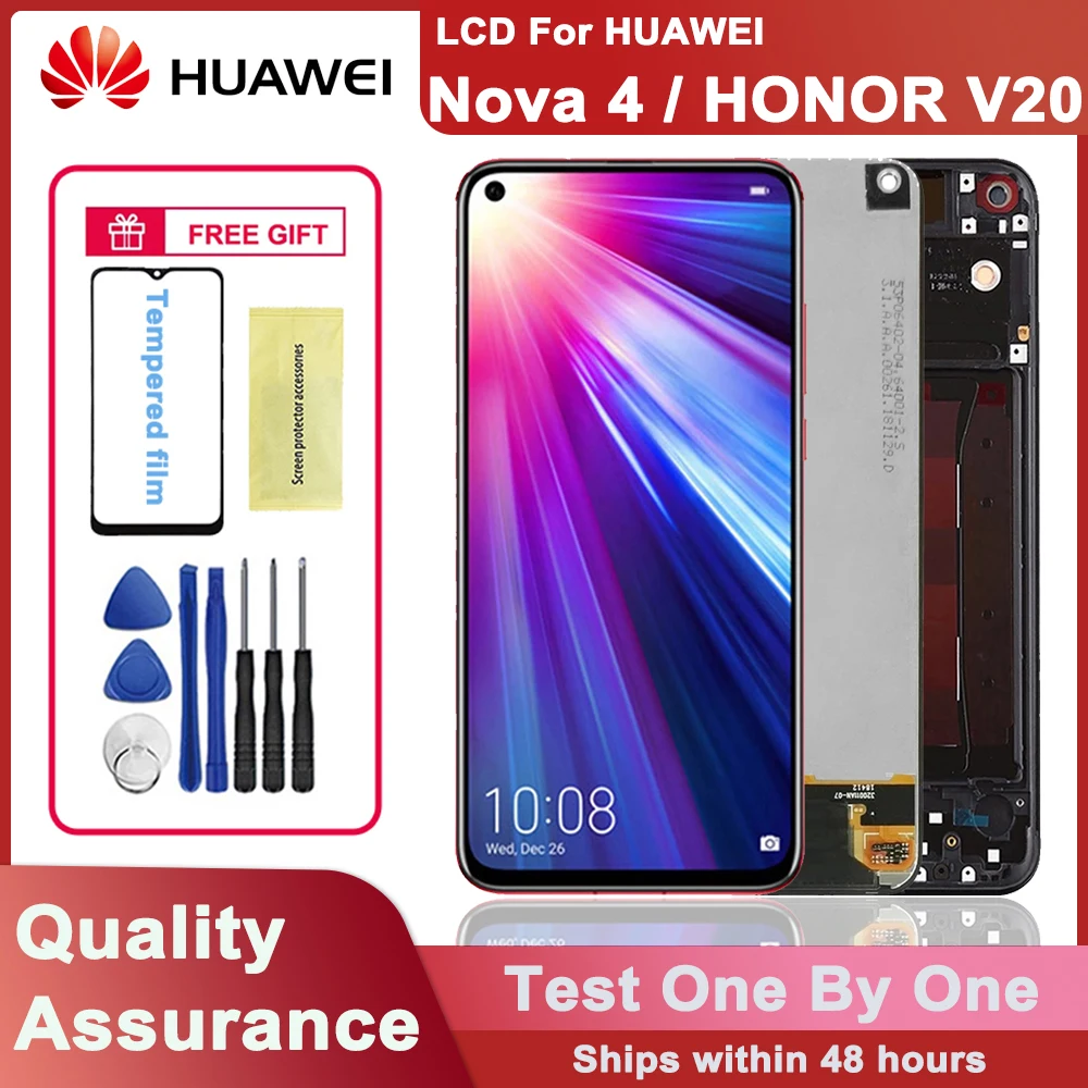 

ЖК-дисплей IPS 6,4 дюйма для HUAWEI Honor View 20 / Honor V20, сенсорный ЖК-экран с дигитайзером в сборе для Huawei Nova 4, оригинал