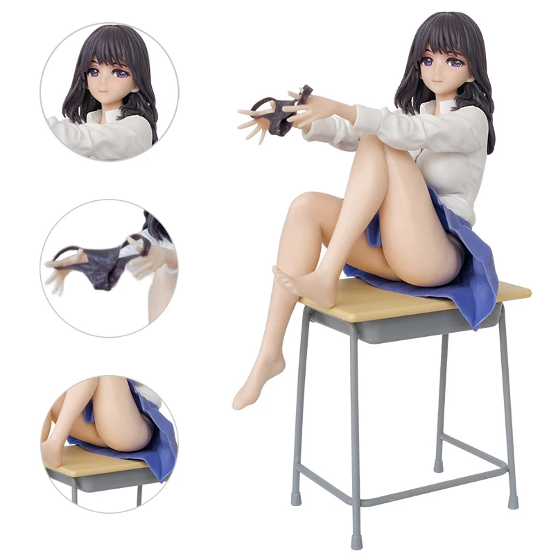 

22CM Anime Wind Blown After Classroom Pants Desk KAZEKAORU HOUKAGO Sexy Girl PVC Action Figures Collection Model Doll Toys gifts