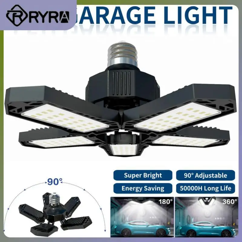 Durable With 5 Adjustable Panels Ceiling Light 100-265v Ceiling Shop Work Lamp Home Fan Blade Bulb Led Garage Lights Deformable