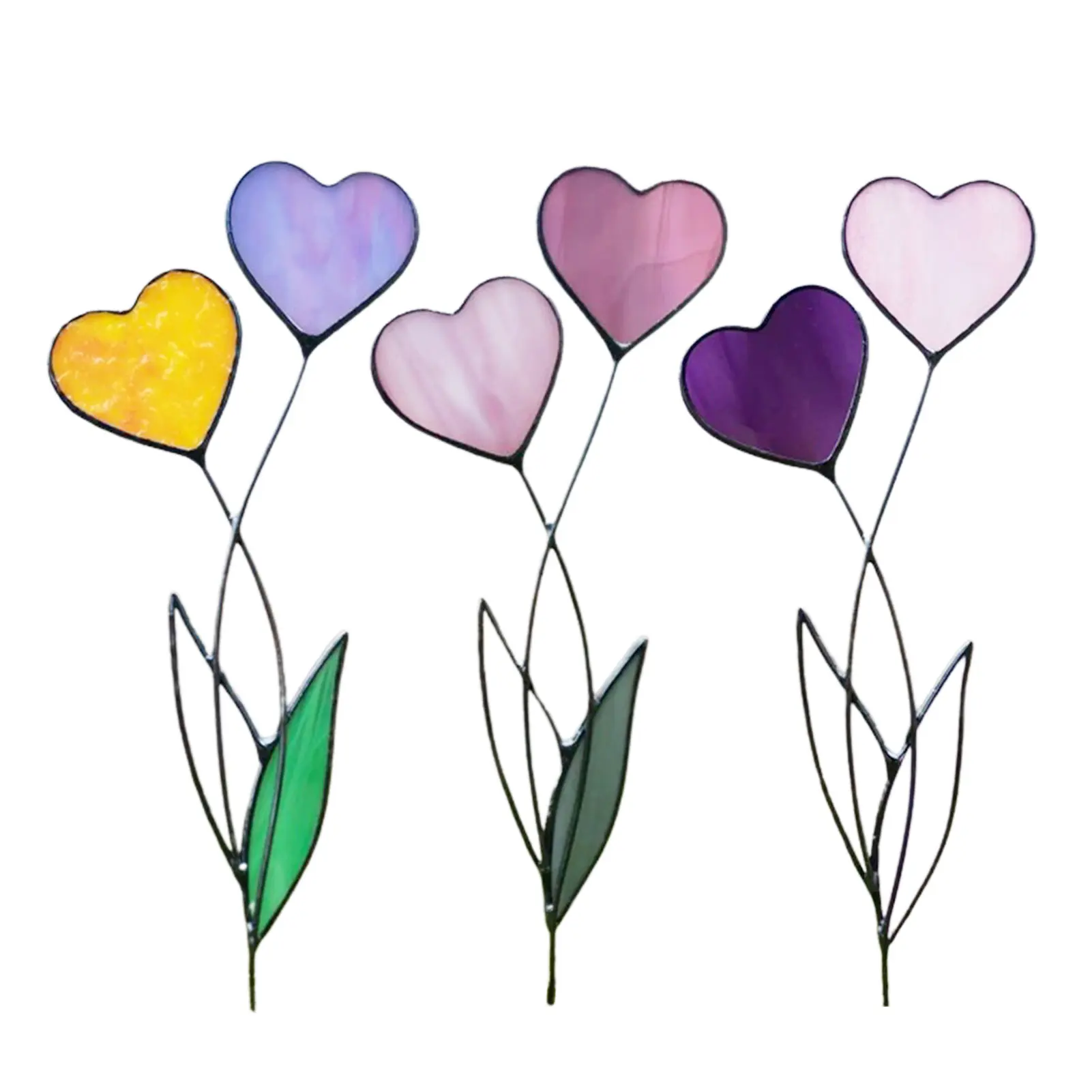 

Colored Metal Heart Stake Heart Flower Metal Stake Stain Love Flower Sign Yard Insert Decor Corrosion-Resistant Waterproof Yard