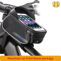 multi functional new 6 2 inch bicycle upper tube bag mountain bike front beam bag touch screen mobile phone bag bike bag