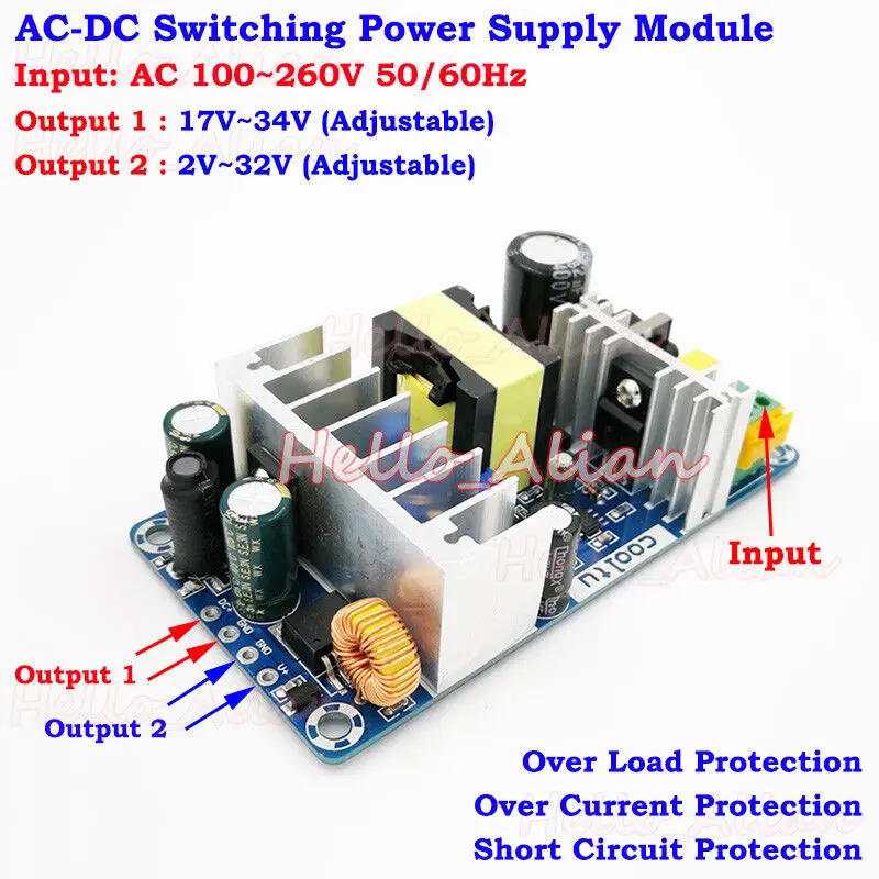 

AC-DC преобразователь 110V 220V 230V до 5V 12V 24V двойной выход Импульсный модуль питания Изолированная плата питания