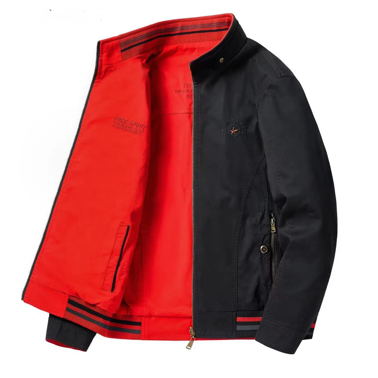 Куртка-бомбер мужская деловая Повседневная свободная Спортивная Двусторонняя