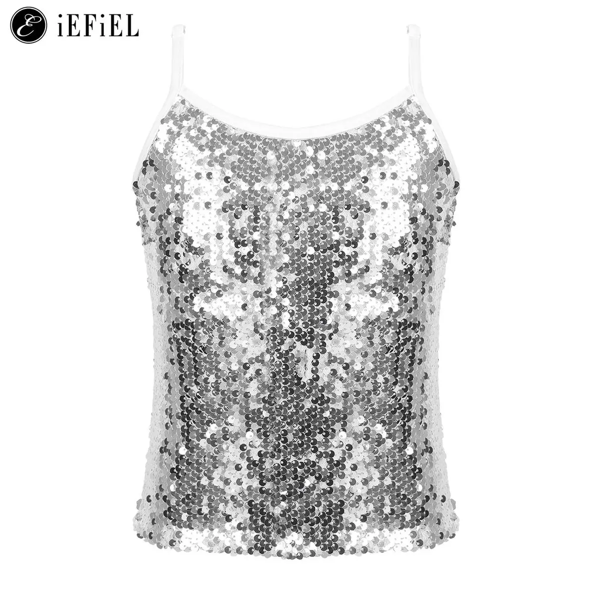 

Детские блестящие майки с блестками для девочек, кофточка для латиноамериканских джазовых танцев, соревнований, сценических представлений, Одежда для танцев, костюм