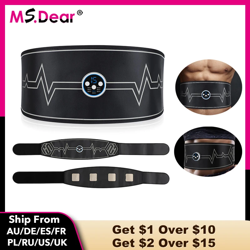 

Ms.Dear EMS Muscle Stimulator Electric Abdominal Slimming Belt Fitness Vibrating Massager Fat Burning Vibration Belly Trainer