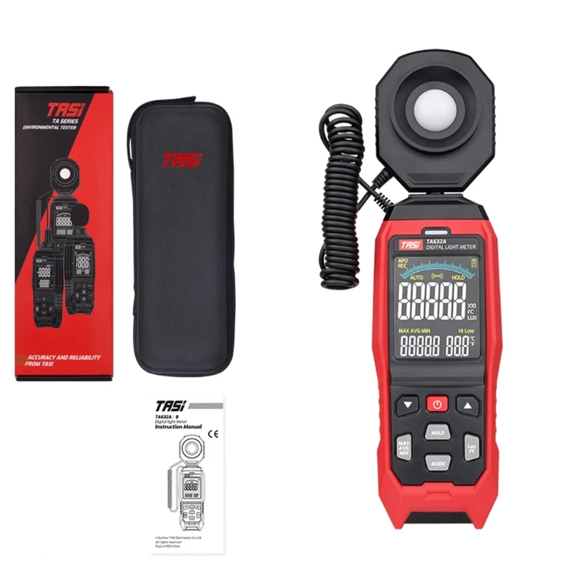

LCD Digital Photometer TA632A 200000 Lux/Fc for Offices Schools Laboratories Measuring Light Intensity Corrosion-proof