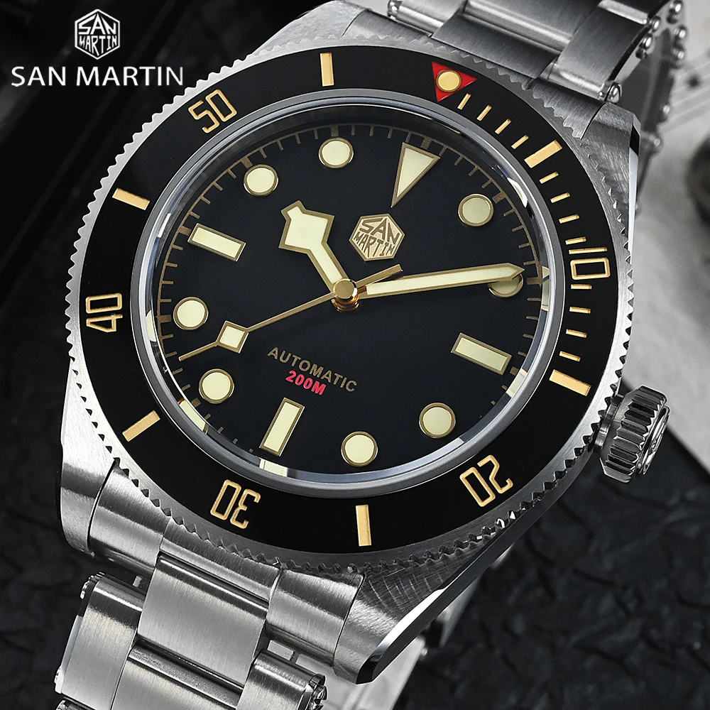 

New San Martin Men Machinery Watches 40MM Diver BB58 Sapphire Stainless Steel Waterproof Watch PT5000 Automatic Reloj Hombre