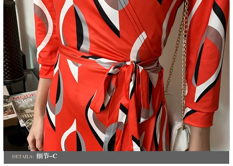 Женское летнее платье шикарное красное с принтом до пола высокой талией Женские