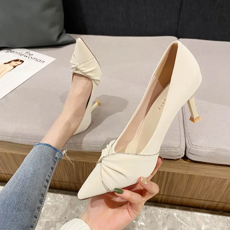 2023 new style Woman Rhinestone Heeled Sandals Pointed Slingback Sandal Fashion Party Pumps 2023 Women Sexy Crystal High Heels