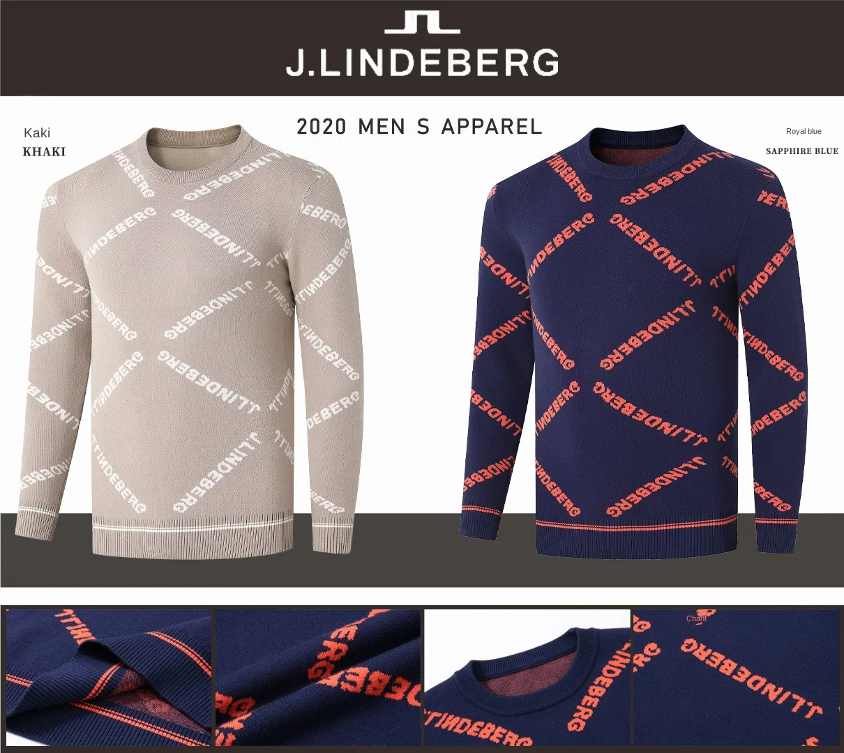 Autumn winter men golf sweater 2022 leisure sports lining round neck warm sweater