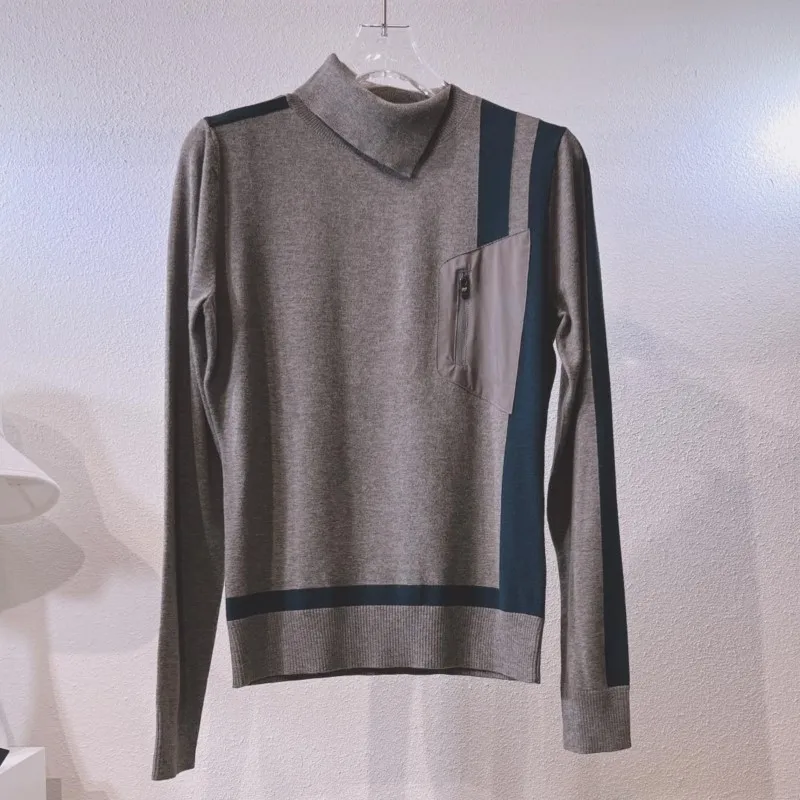 MASTER BUNNY new autumn and winter half high neck thick warm base sweater oblique lapel slim sports sweater