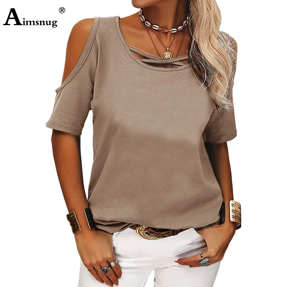 Aimsnug Women Fashion Batwing Sleeve T-shirt Women's Top Solid Pullovers 2022 Summer New Casual Shirts Clothing Plus Size S-5XL