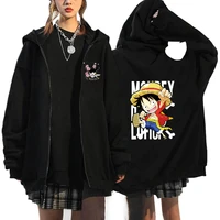 luffy print anime hoodies sweatshirts men women oversized casual sportswear harajuku fashion hoodie zipper sweat femme streetwe