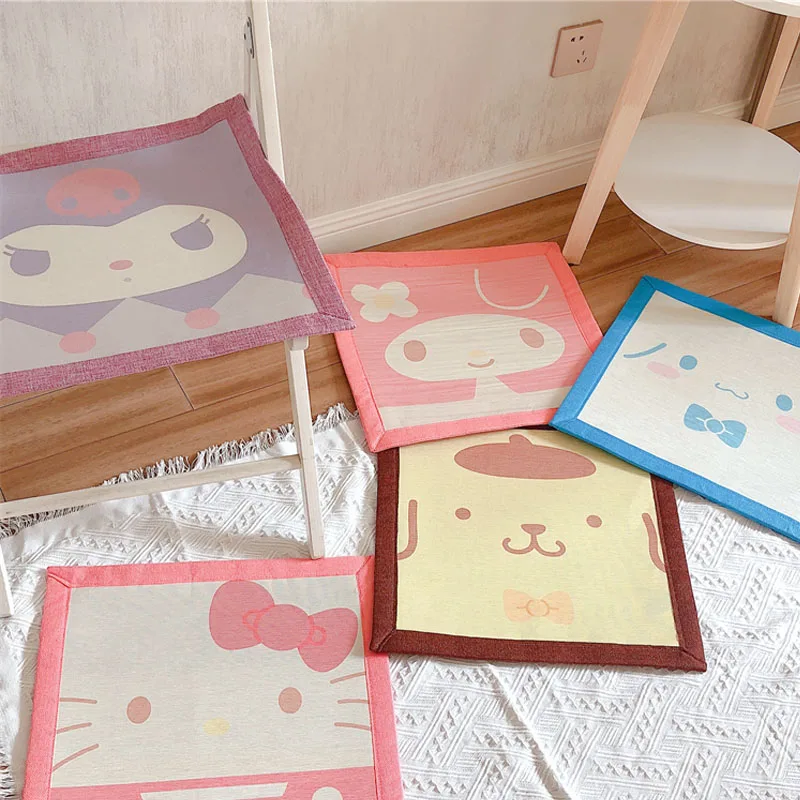 

Kawaii Cinnamoroll My Melody Kuromi 43 см x 43 см подушка для стула из ледяного шелка летняя аниме Sanrioed большая подушка для девушек с сердцем