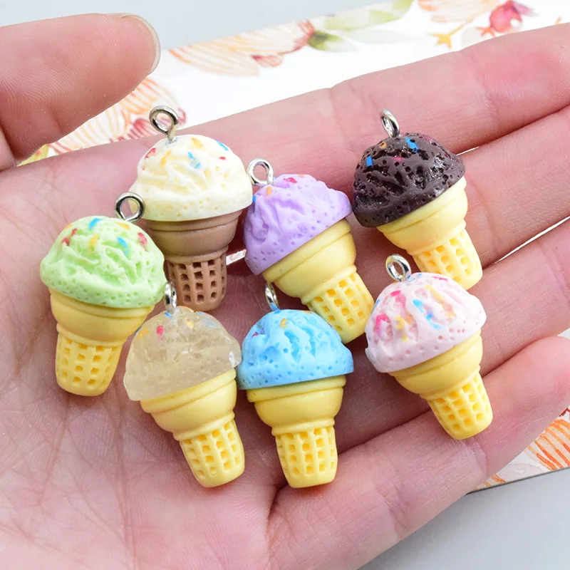 10/14 шт. 3D Мини конус мороженого из смолы шармы Милая еда брелок серьга Подвеска