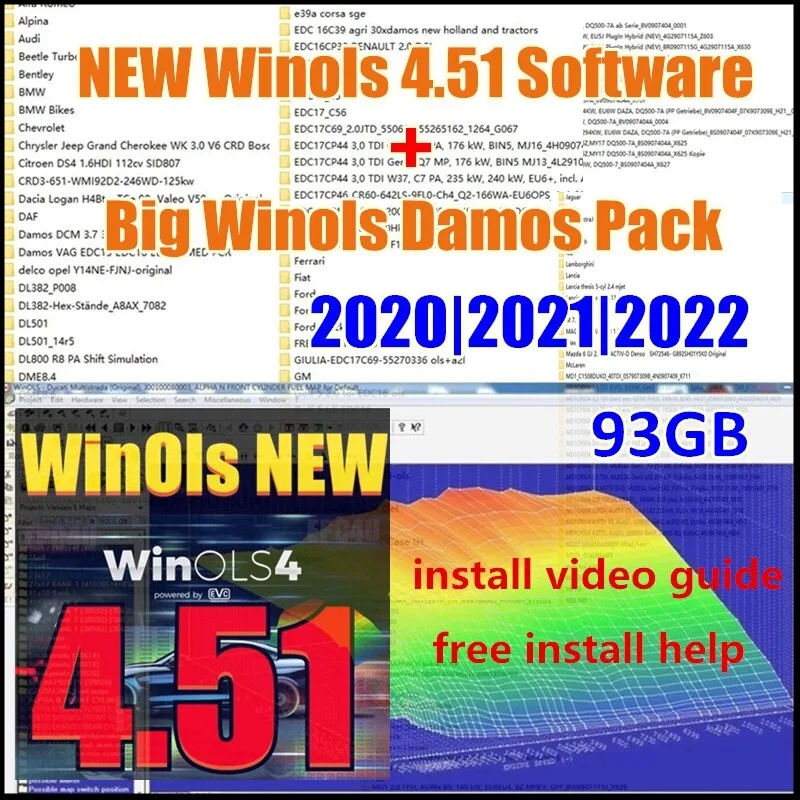 Winols 4.51 Software with 93GB WINOLS DAMOS Big Archive Damos Mappacks NEW 2022 2021 2020 Chip Tuning Maps Files ECU Mappack