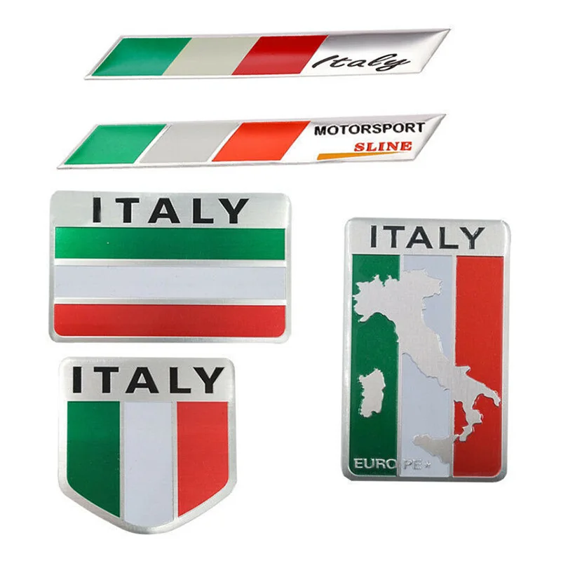 

Алюминиевая 3D металлическая наклейка с итальянским флагом, эмблема, значок, наклейка, украшение для автомобиля