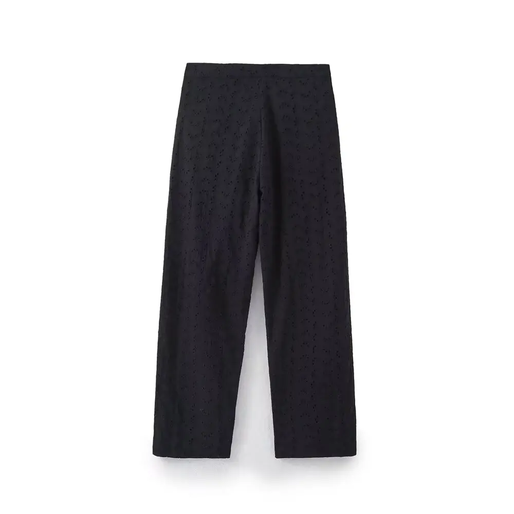 Рубашка Maxdutti с вырезами черные прямые штаны повседневные брюки минималистичный