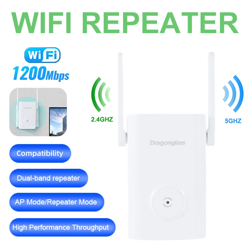 

1200 Мбит/с двухдиапазонный 2,4G и 5 ГГц беспроводной удлинитель 802.11ac/a/b/g/n Wifi ретранслятор Wi-Fi маршрутизатор удлинитель дальнего радиуса действ...