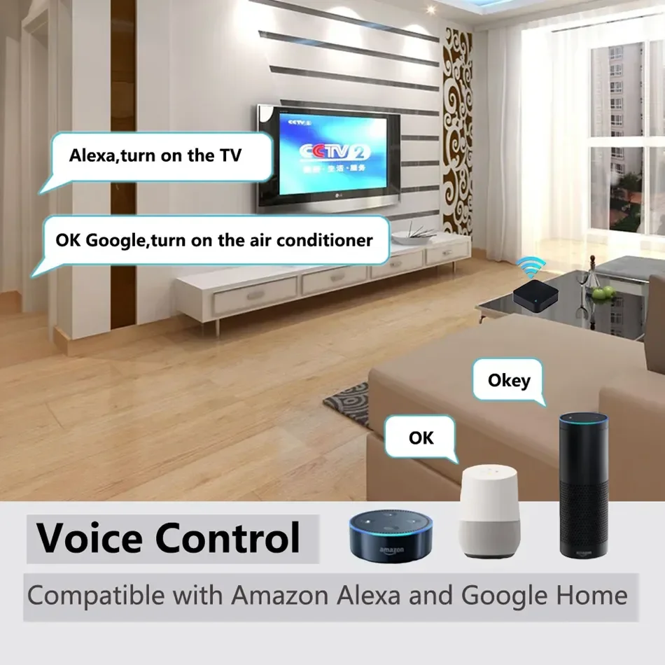 

Remote Control Smart wifi Universal Infrared for smart home Control for TV DVD AUD AC Works with Amz Alexa Google Home