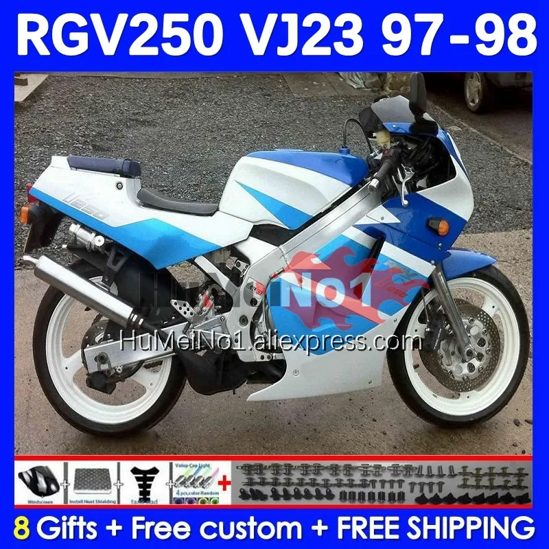 

Bodys Kit For SUZUKI RGVT250 SAPC RGV 250 VJ23 97-98 42No.60 RGV-250 VJ 23 RGVT-250 RGV250 97 98 1997 1998 Fairing Blue White