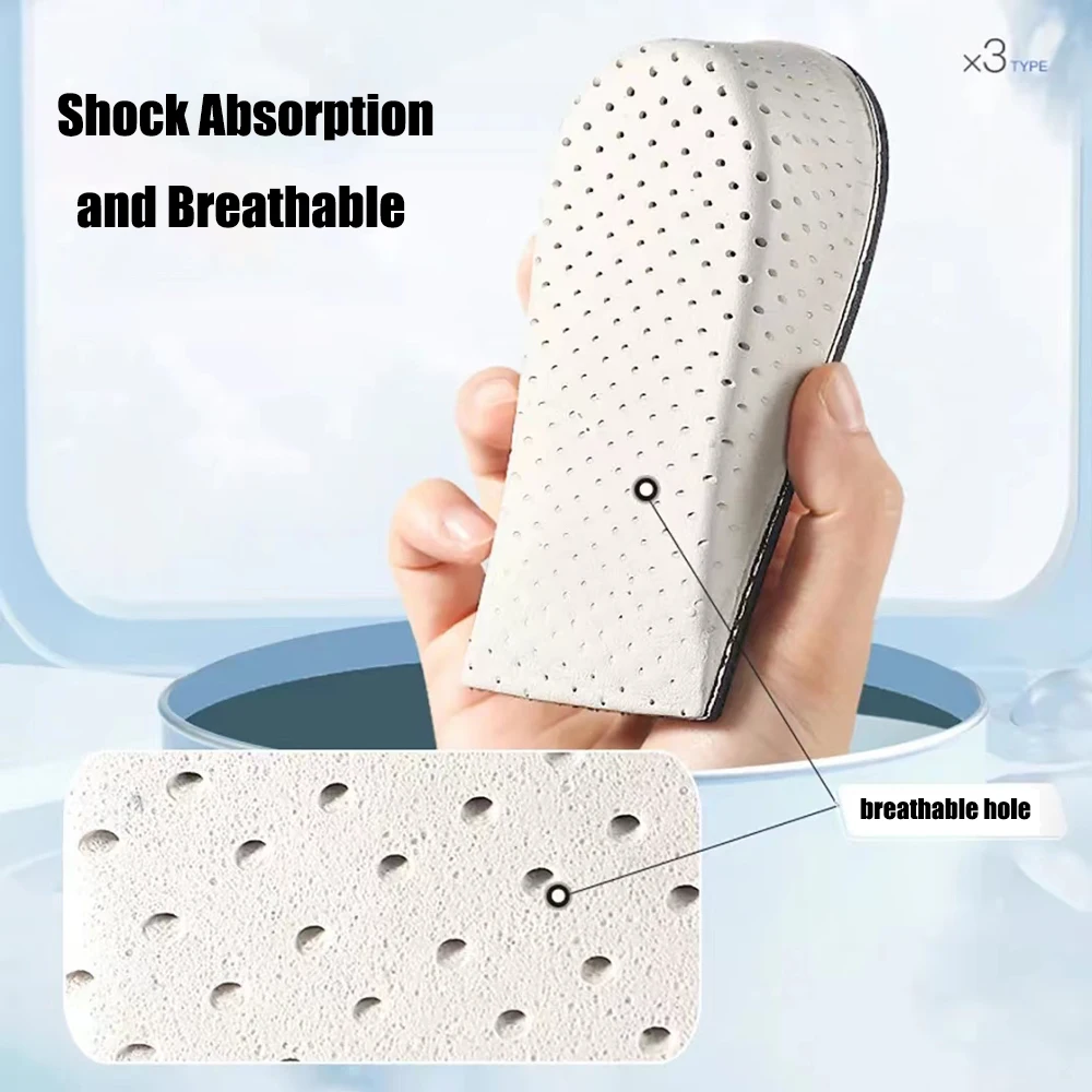 EVA Memory Foam Height Increase Insoles for Men Women Elevator Shoes Heel Lift Inserts Comfort Breathable Heightening Shoe Pads