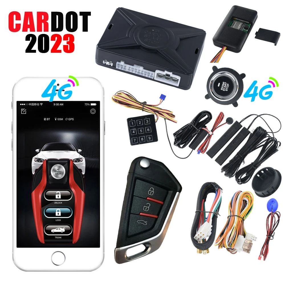 Кардот Смарт автомобильная сигнализация Хоппинг код система безопасности Автозапирание или разблокировка Пассивный бесключевой доступ Кнопка запуска остановки.