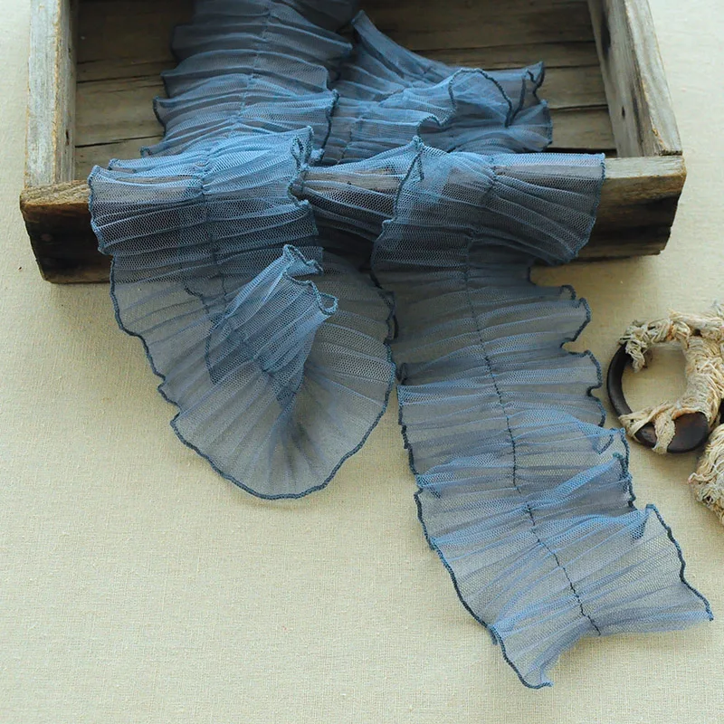 Плиссированная кружевная ткань из тюлевой сетки лента с бахромой для рукоделия