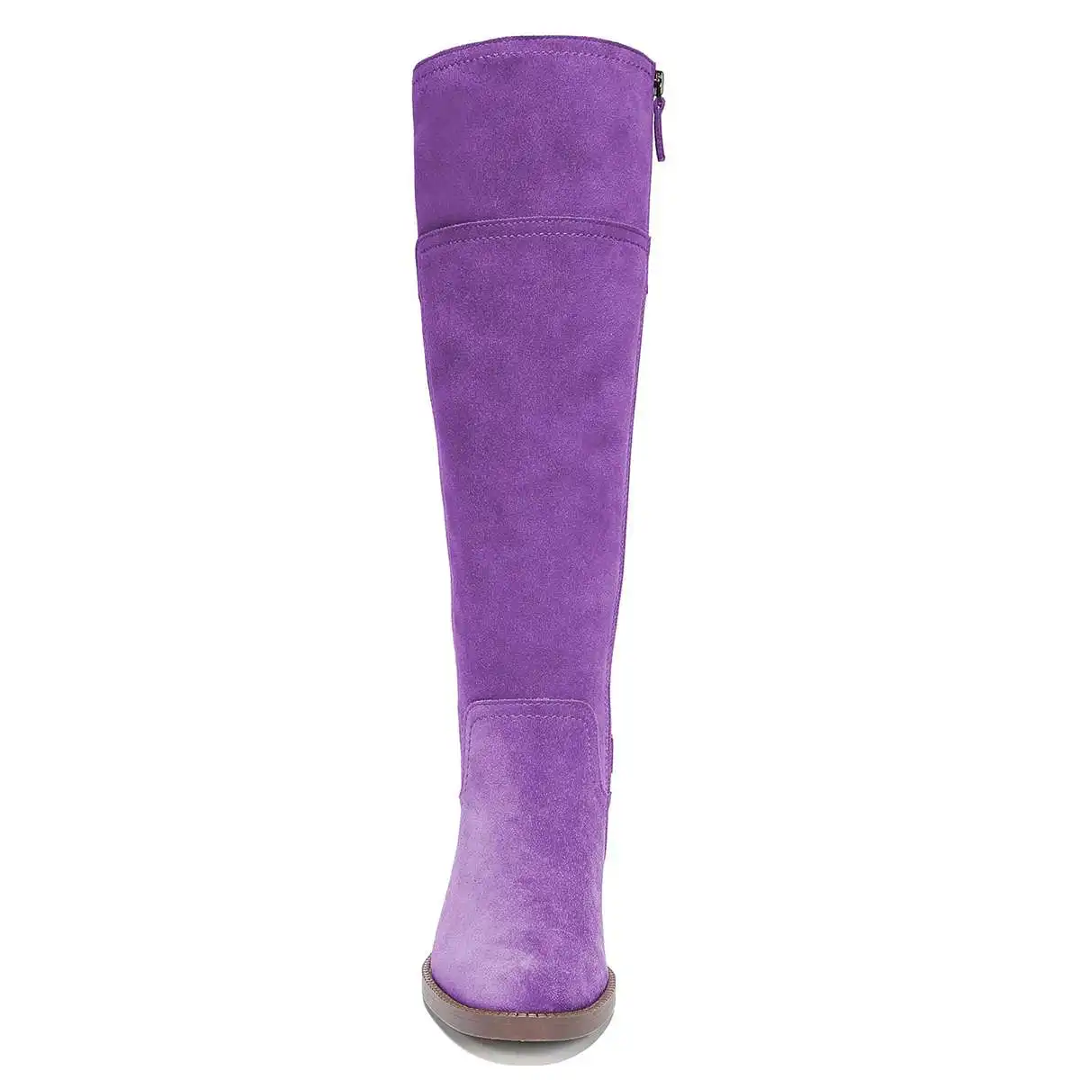 Round Toe Block Heeled Over-The-Knee Boots Purple Suede Ladies Side Zip High Boots