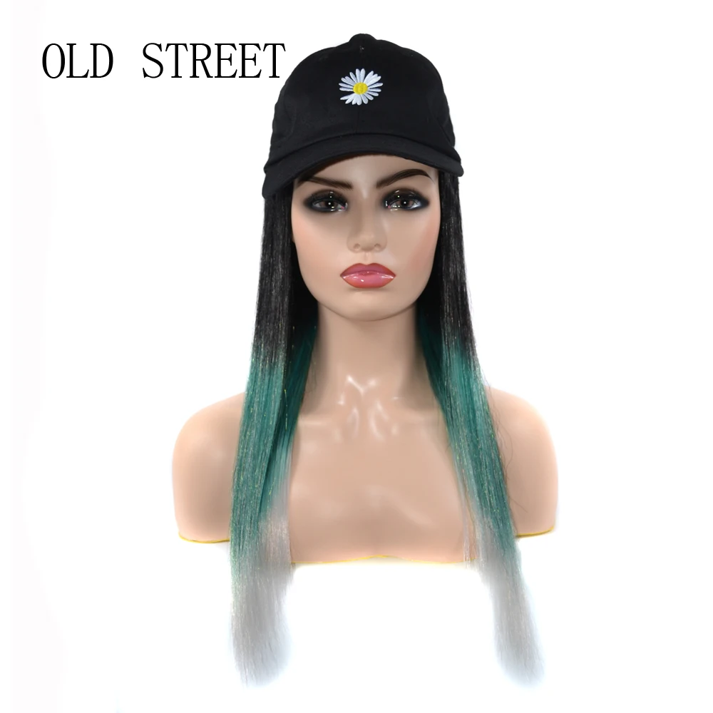 

Синтетический бейсбольный парик длинный прямой парик черный тракер с волосами естественное соединение Волос Кепка Регулируемая для женщин