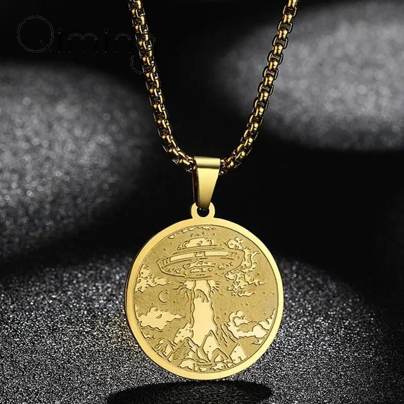 Ожерелье из нержавеющей стали для мужчин и женщин уникальное Винтажное колье с