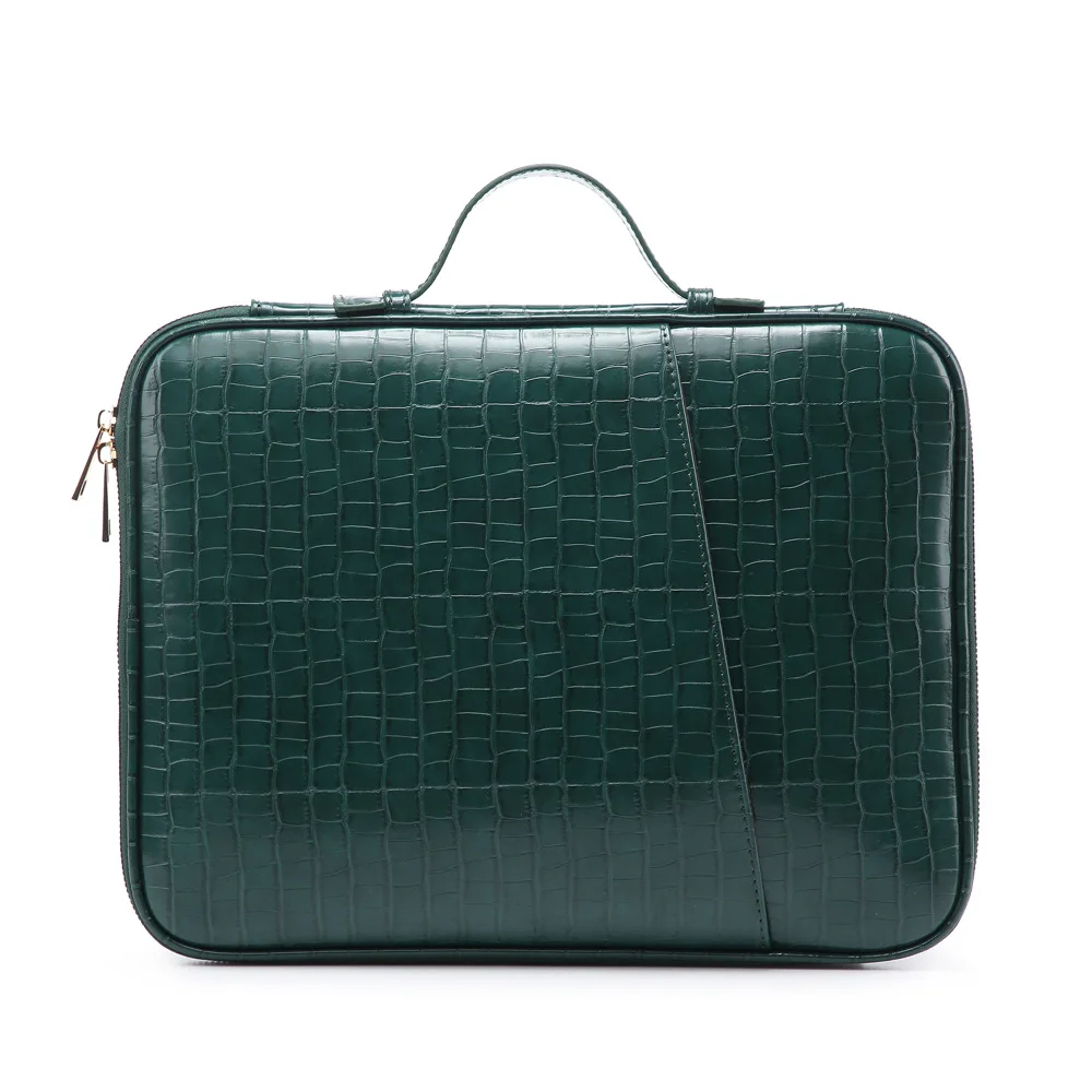 Free Custom Crocodile PU Leather Portable File Holder for Macbook 13 Inch/IPAD Anti-Fall Cover Notebook Storage Bags Laptop Case