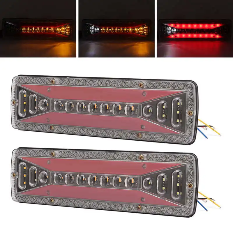 

2 PCS Rear Tail Light Bar IP68 Waterproof 24V 50000H Stop Brake Turn Signals Back Up Lamps for Trailer Truck