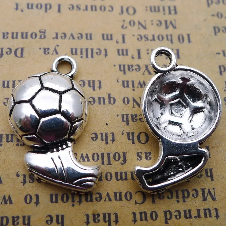 

10pcs/lot 12*20mm Football Shoe Charm Antique Silver Color DIY Sport Pendant For Boy Bracelet Necklace Jewelry Making