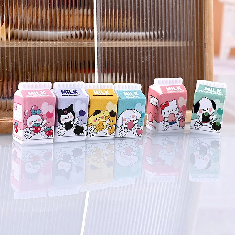 Миниатюрная имитация бутылки с молоком Sanrio Hello Kitty Kuromi 1/12 6 шт
