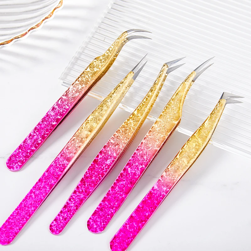 

Eyelashes Extensions Tweezers Gradient Color Stainless Steel Eyelash Tweezers Anti-static Tweezers Lash Extension Tools