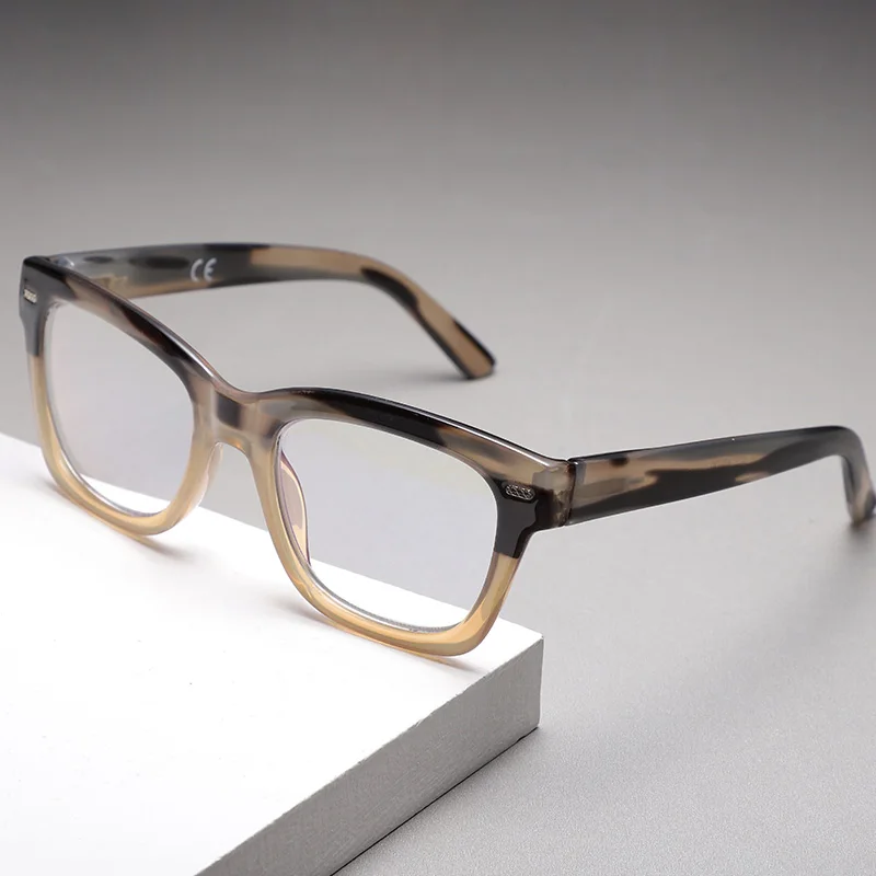 

Cubojue Large Brown Reading Glasses Male Women +100 150 175 200 250 300 Anti Blue Light Computer Read Magnify Eyeglasses Frame