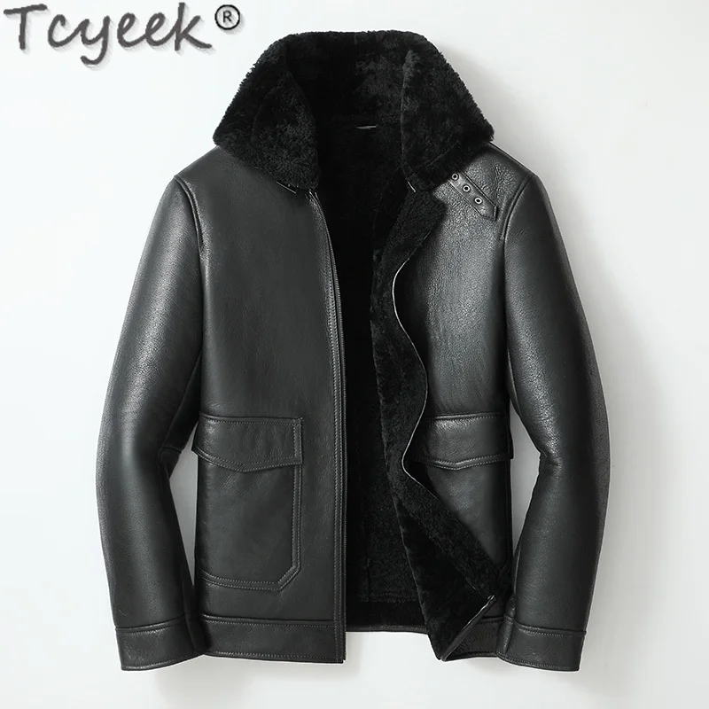

Tcyeek Winter Fur Coat Men Sheep Shearling Fur In One Men's Coat Thicken Warm Male Genuine Leather Jacket Chaquetas Hombre Lq753