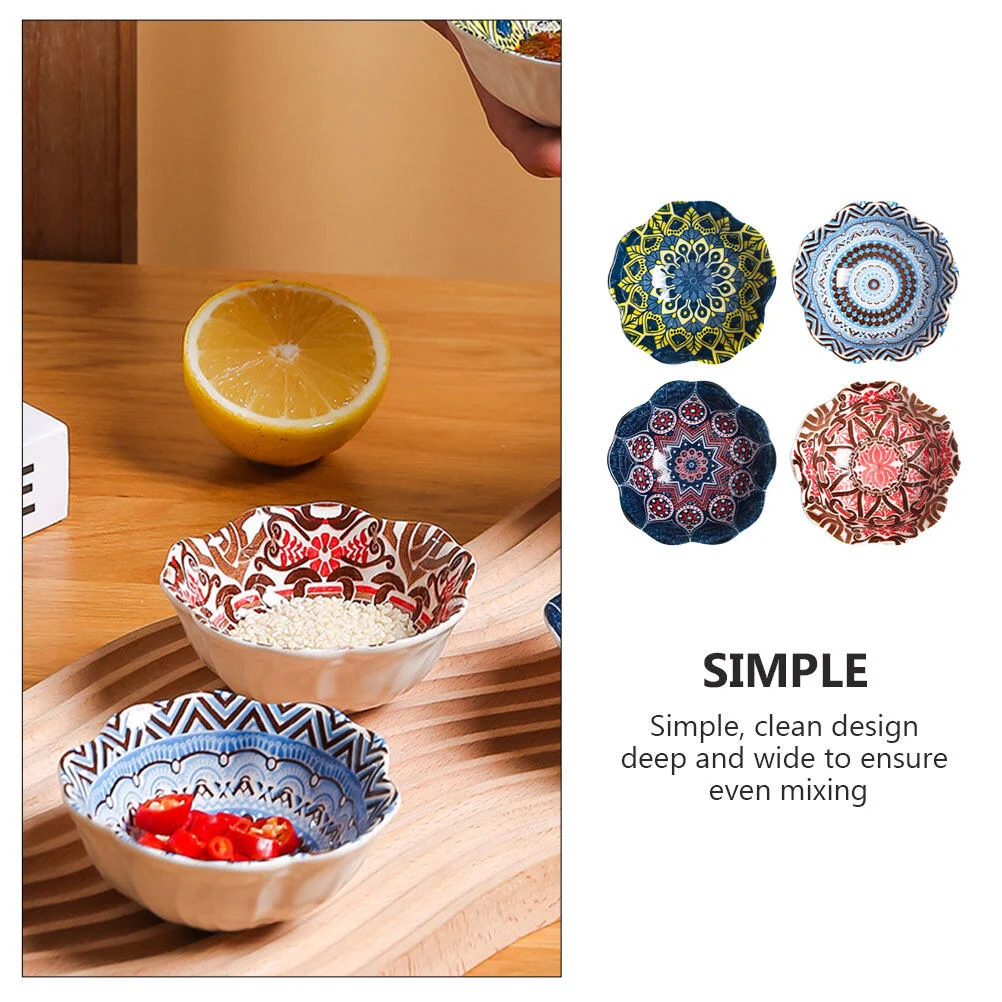 

4 Pcs Ceramic Seasoning Dish Bbq Seasoning Home Dishes Dip Bowls Parties Soy Sauce Ingredient Prep Ceramics Cooking Cups