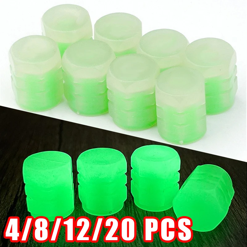 

4/8/12/20Pcs Car Luminous Wheel Glowing Cap Tire Valve Caps Fluorescent Motorcycle Bicycle Tyre Hub Night Tire Valve Cover Decor