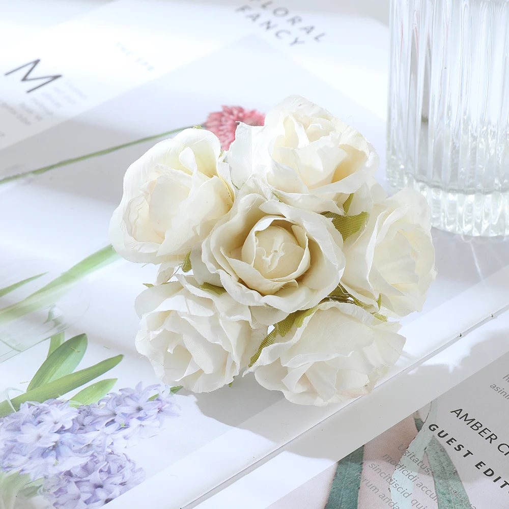 12 шт. высокое качество маленькая роза искусственный цветочный букет шелковый